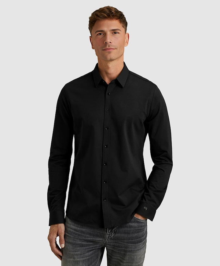 Heren overhemd lange mouw zwart
