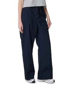Geweven met strikkoord dames broek blauw