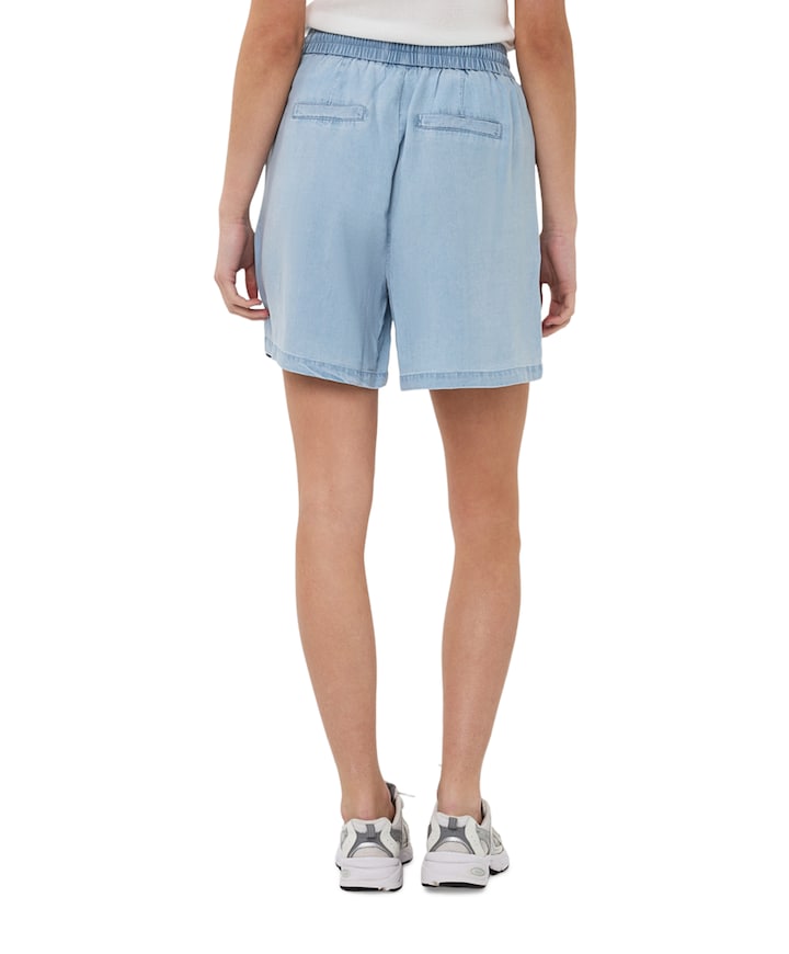 Embroidery chambray dames korte broek blauw