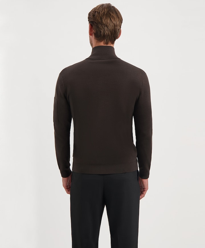 Heren trui met rits bruin