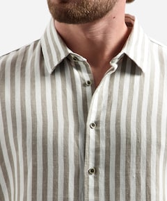 Heren overhemd lange mouw beige