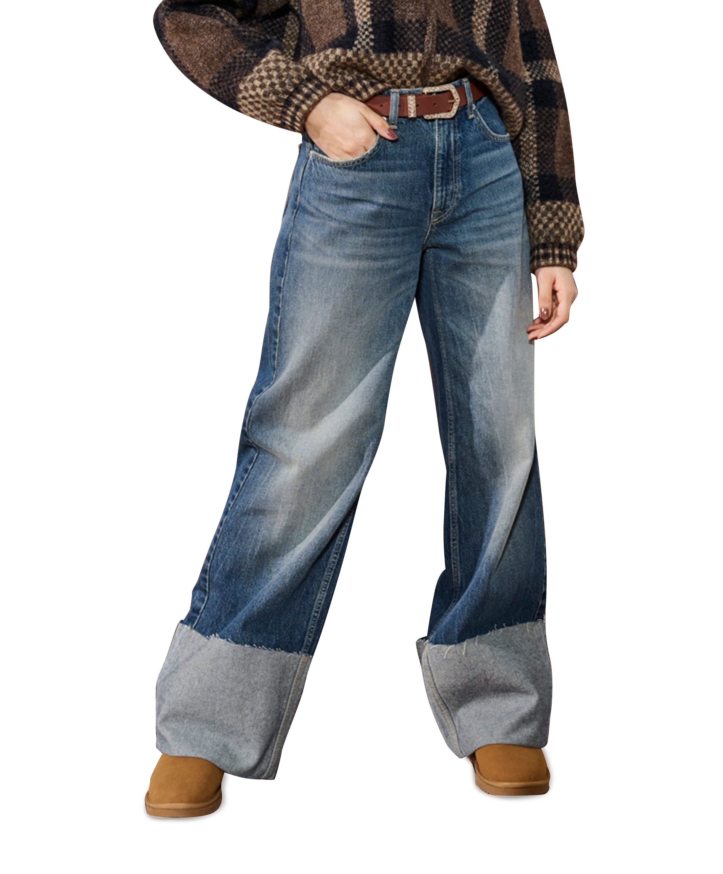 ONLBAKERLOO HW WIDE FOLD-UP RED jeans blauw