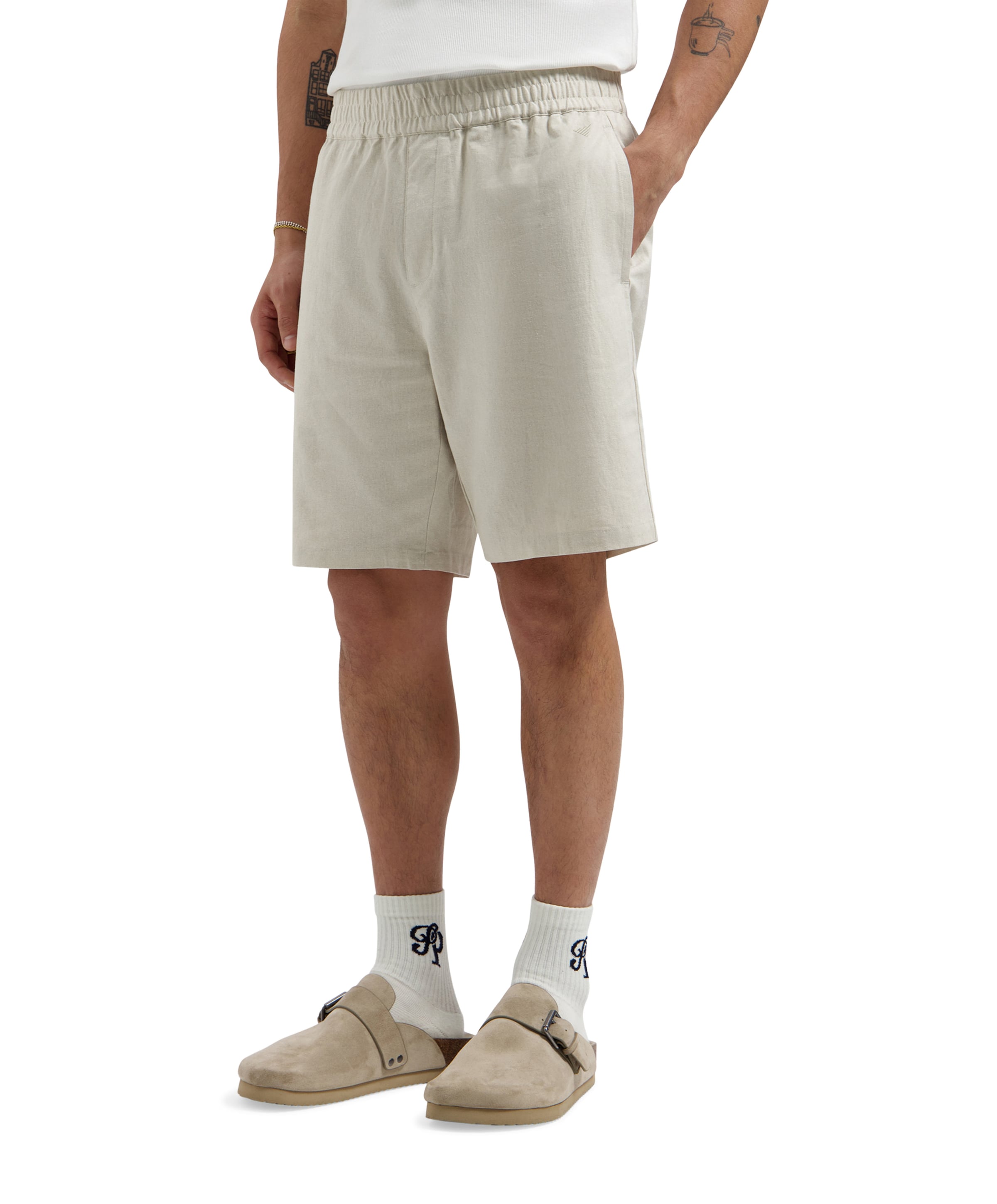 Linnen heren korte broek beige