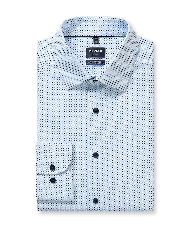 Heren overhemd lange mouw blauw