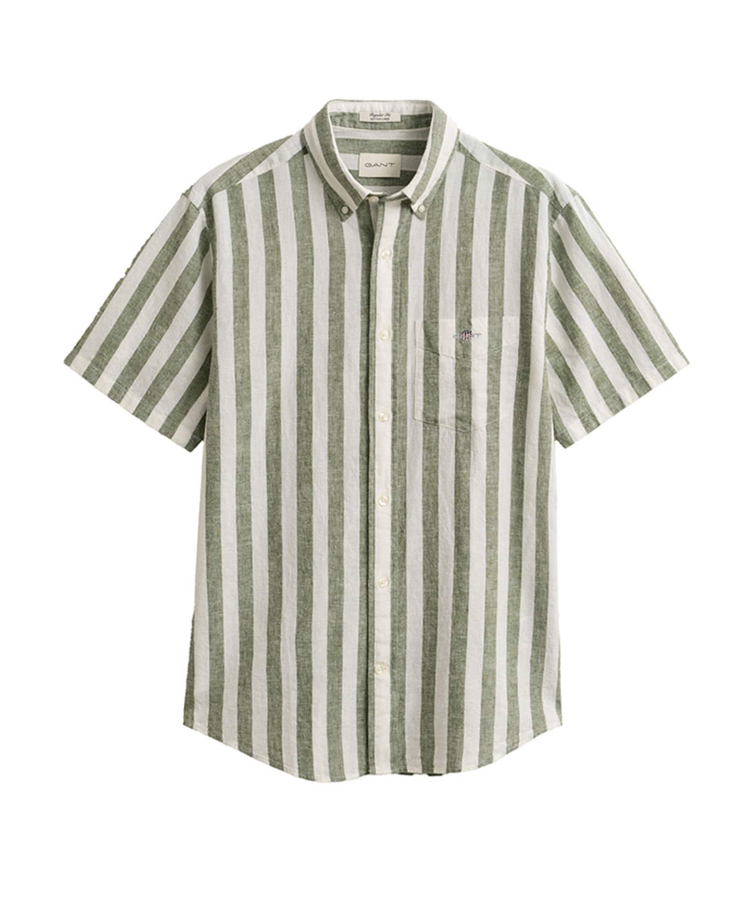 Heren overhemd korte mouw groen