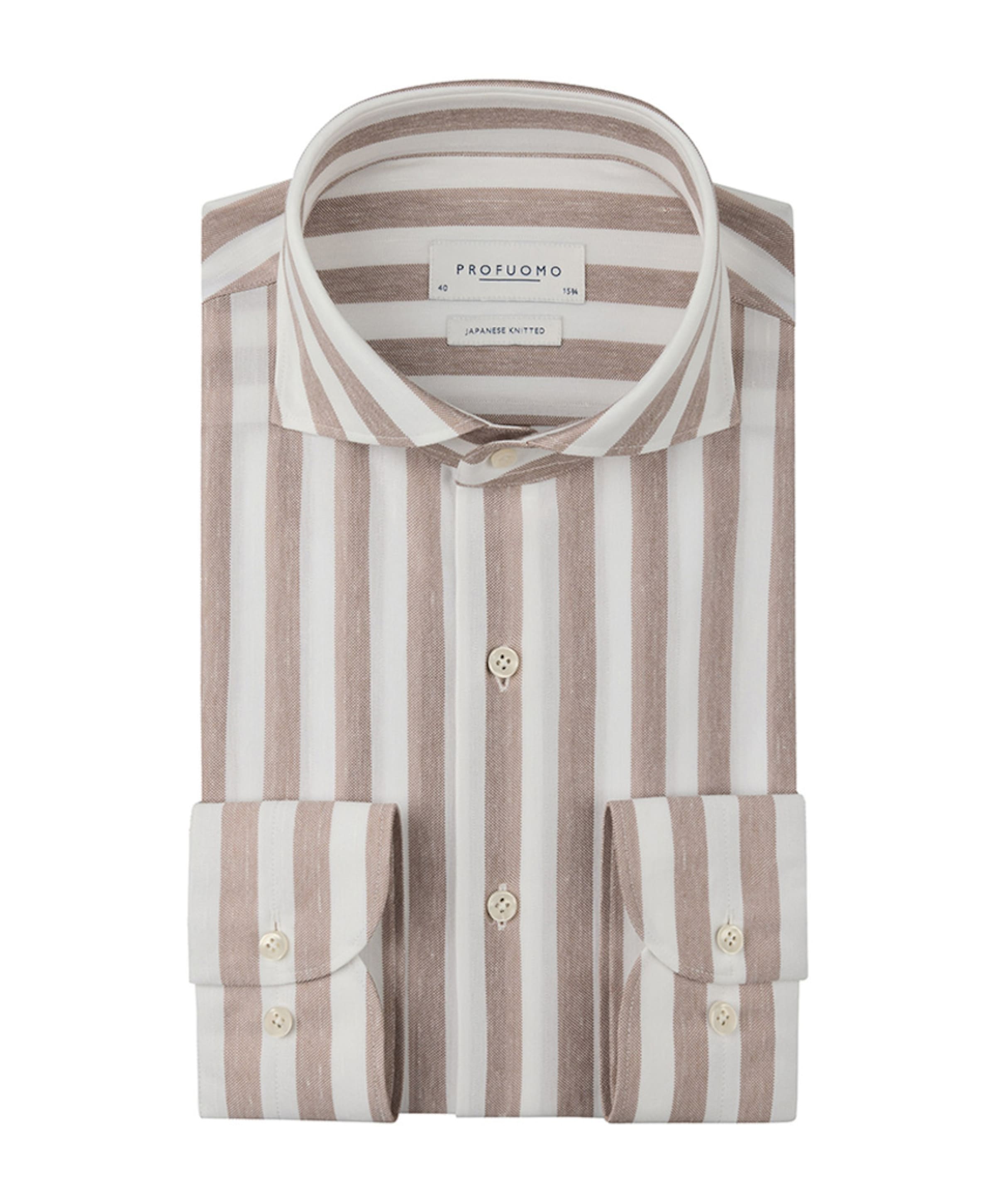 Heren overhemd lange mouw brique