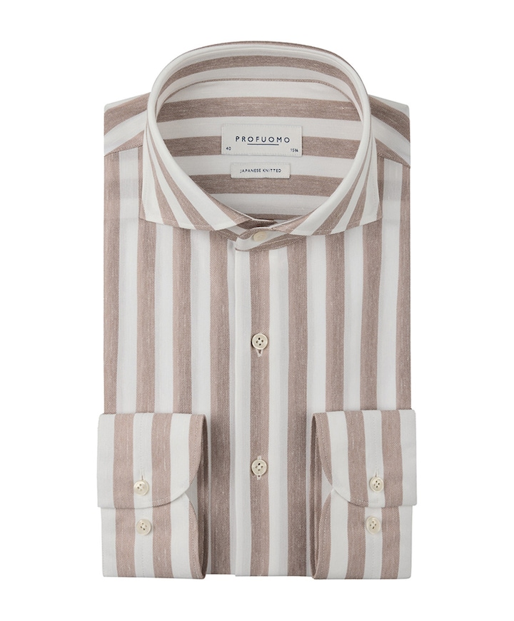 Heren overhemd lange mouw brique