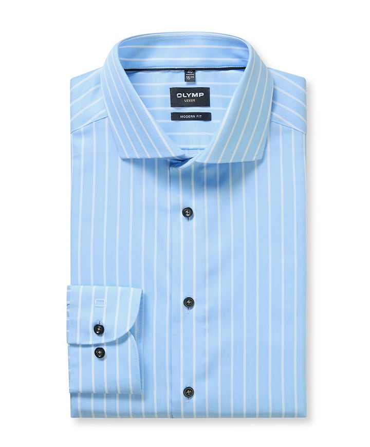 Heren overhemd extra lange mouw blauw