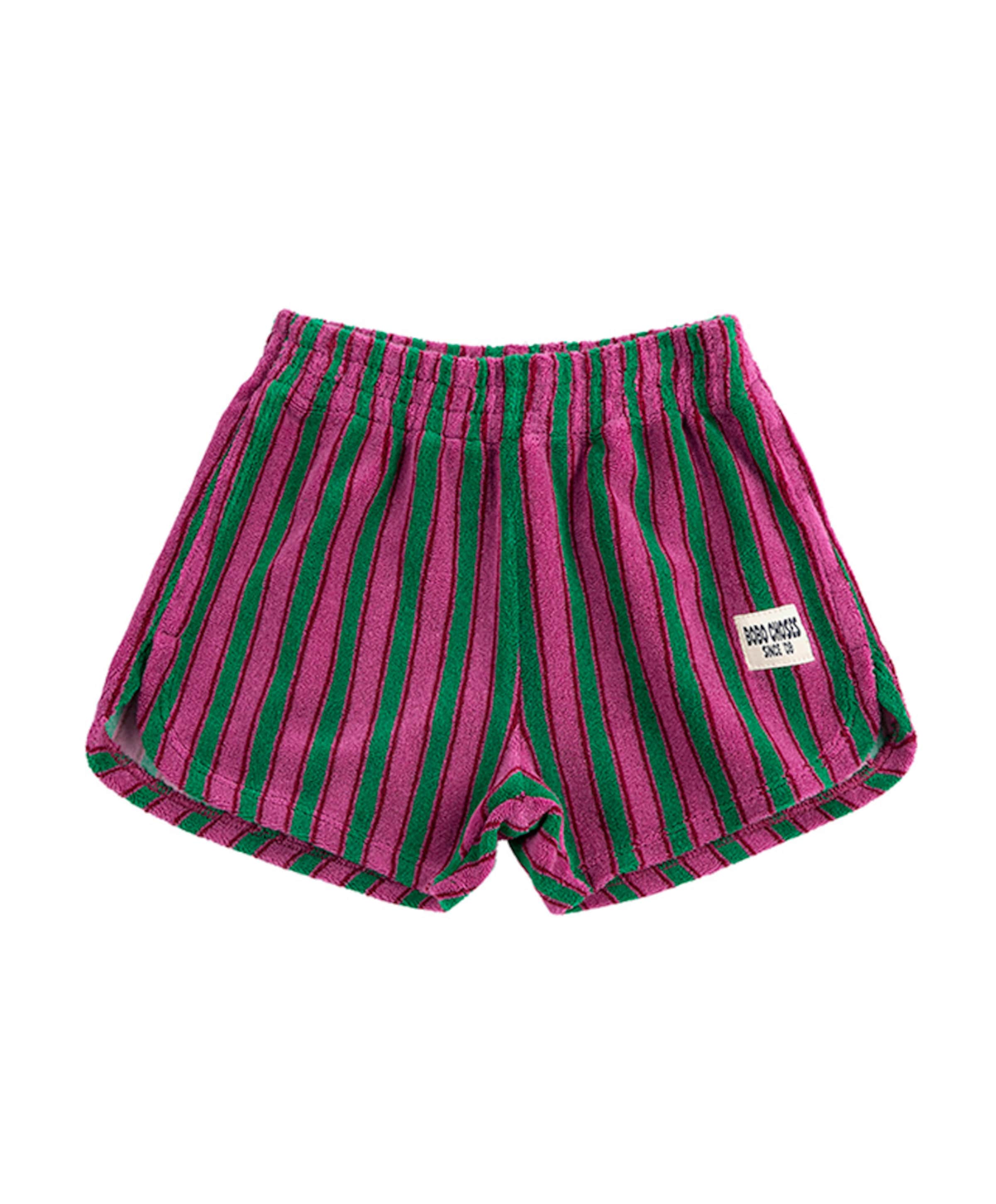 Striped terry cloth uniseks korte broek paars