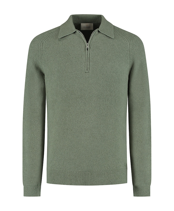 Heren trui met rits groen