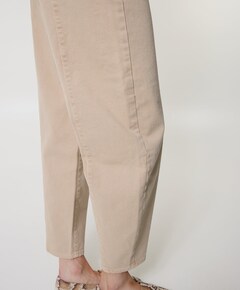 Barrel jeans met naaddetails dames beige
