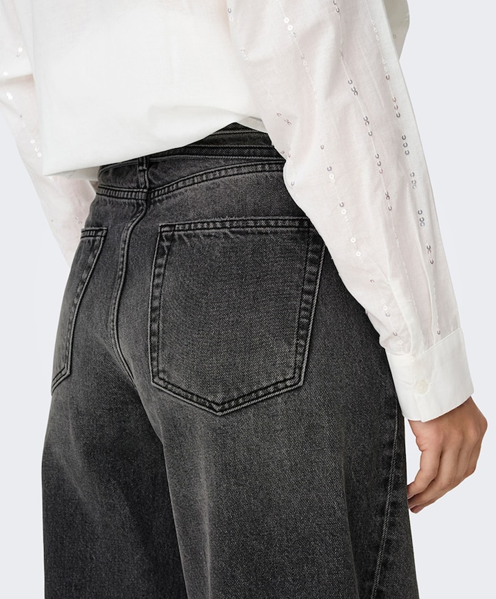 ONLGIANNA MW STRAIGHT DNM DOT980 NO dames jeans zwart
