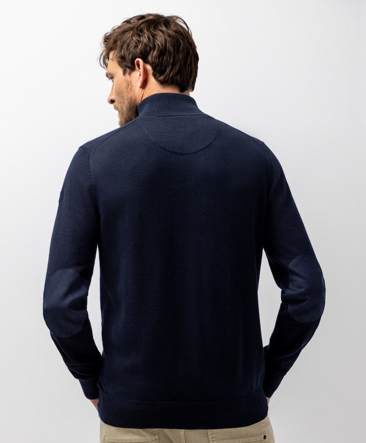 Heren trui met rits blauw