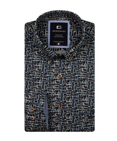 Heren overhemd lange mouw blauw