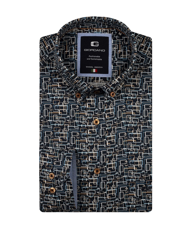 Heren overhemd lange mouw blauw