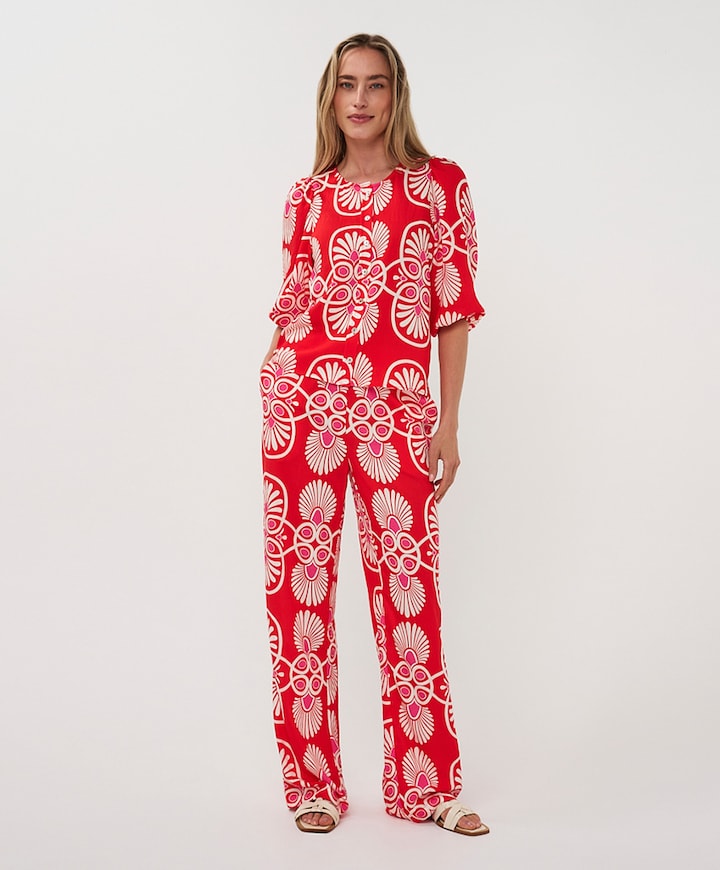Wide Heartfelt dames broek rood