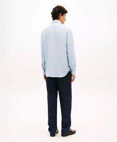 Heren overhemd lange mouw blauw