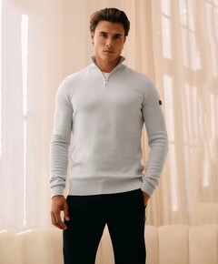 Heren trui met rits grijs