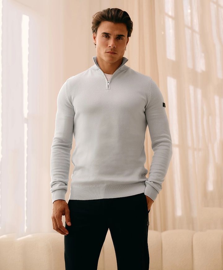 Heren trui met rits grijs
