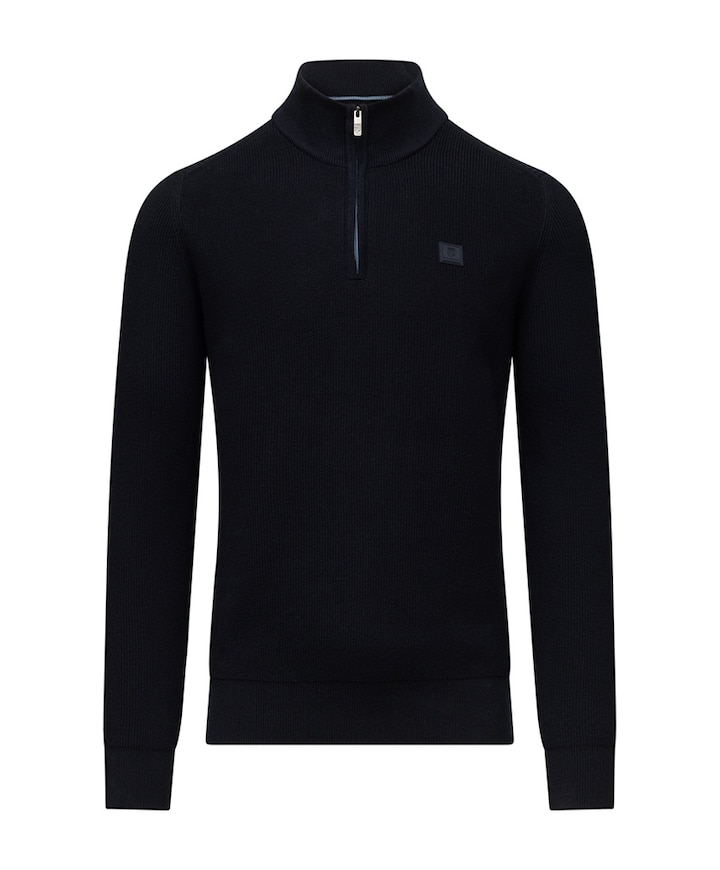 Heren trui met rits blauw