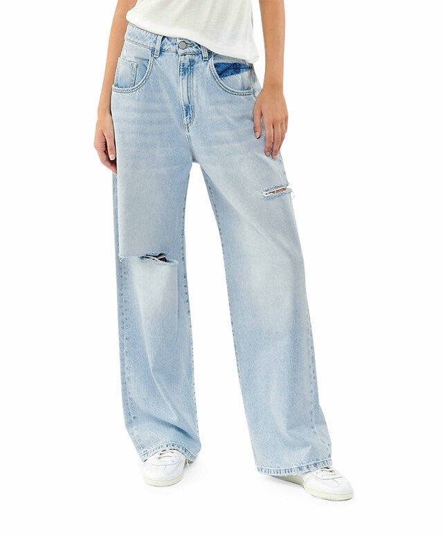 Wide leg - medium rise jeans blauw
