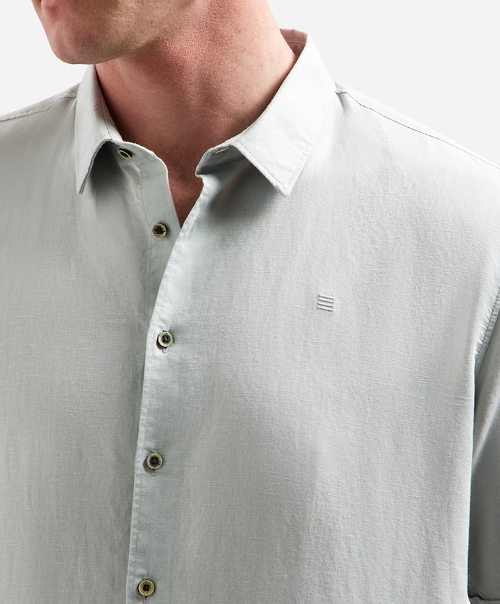 Heren overhemd korte mouw groen