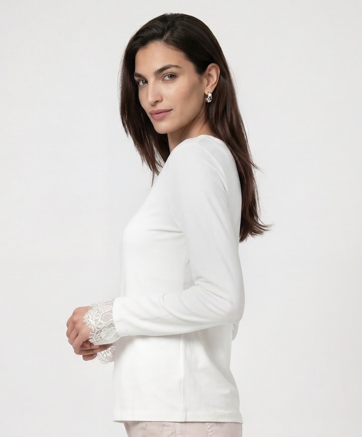 Dames longsleeve ecru