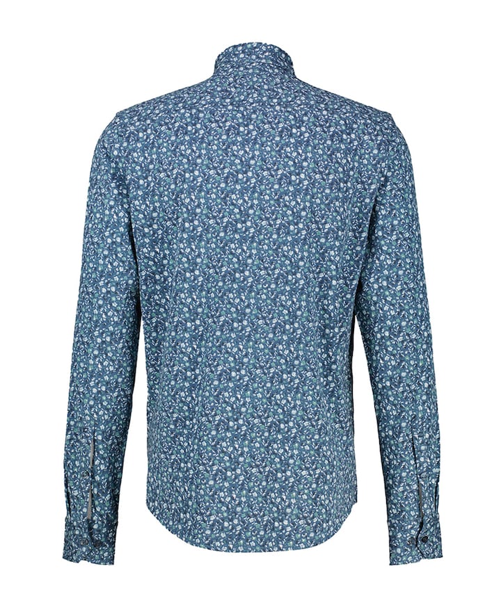 Heren overhemd lange mouw blauw