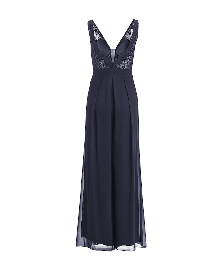Jumpsuit mit Spitzentop und ausgest dames jumpsuit blauw