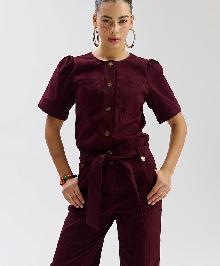 YAEL-JS LONG dames jumpsuit bordeaux