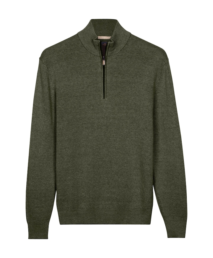 Heren trui met rits groen