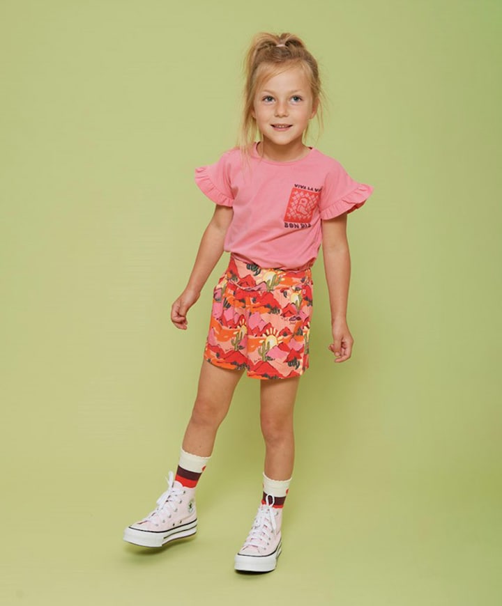 Short AOP meisjes korte broek oranje