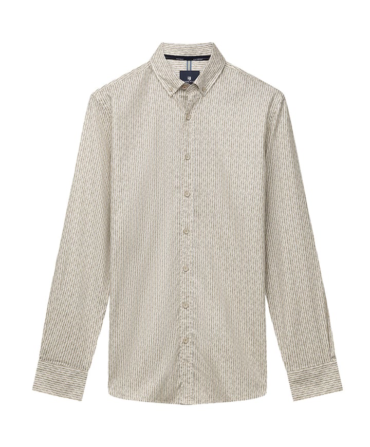 Heren overhemd lange mouw beige