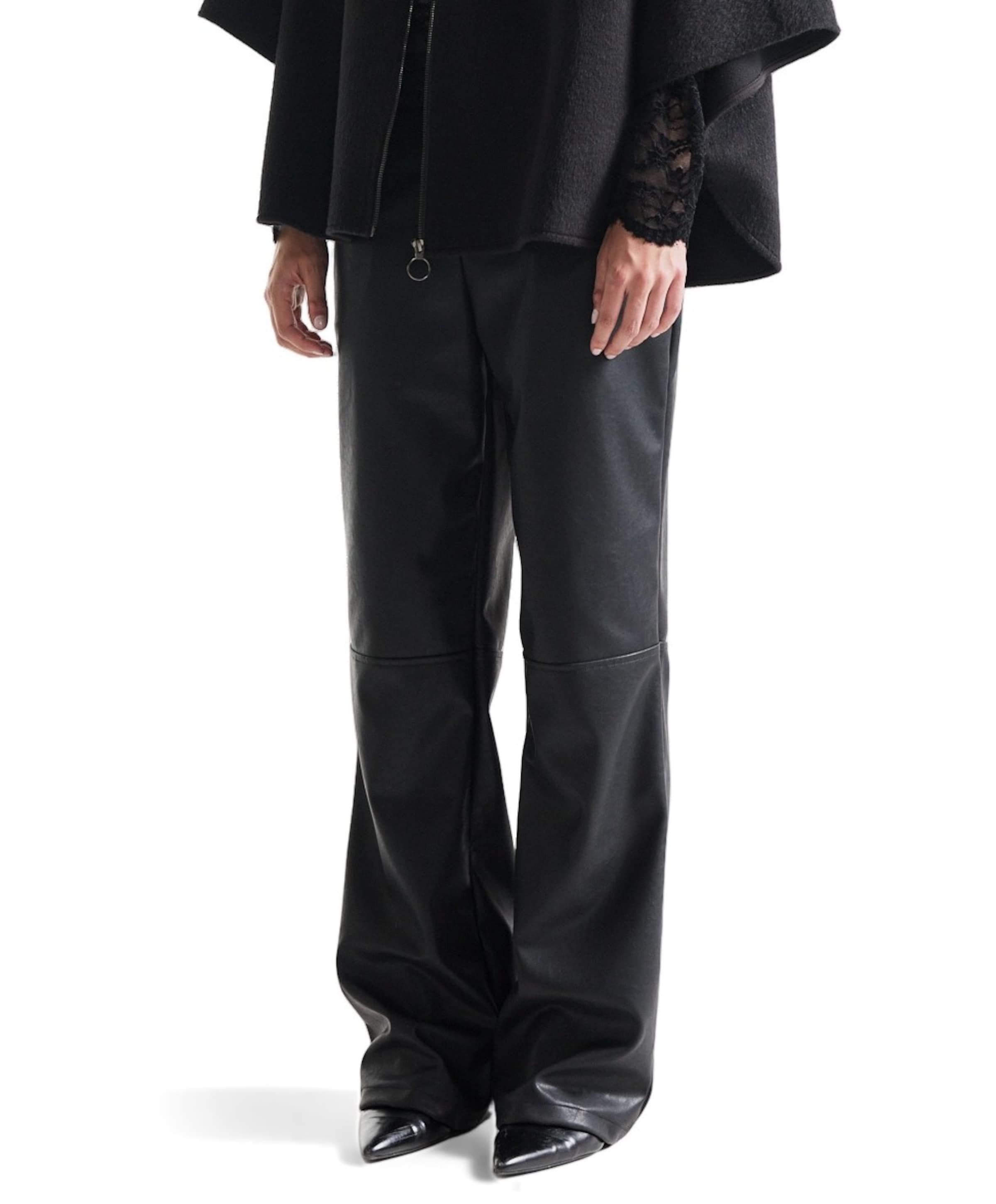BINA pu 425 vegan leather wide fit long dames broek zwart