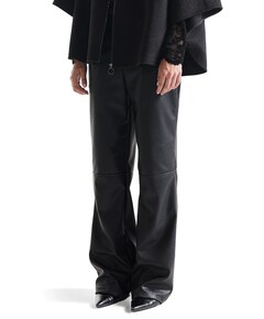 BINA pu 425 vegan leather wide fit long dames broek zwart