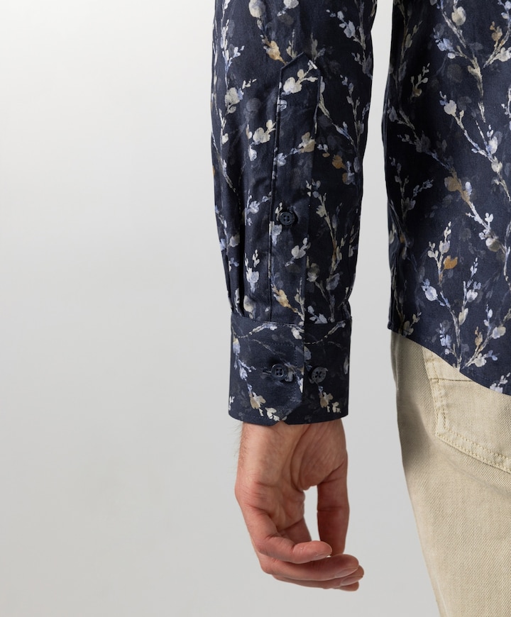 Heren overhemd lange mouw blauw