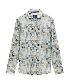 Heren overhemd lange mouw blauw