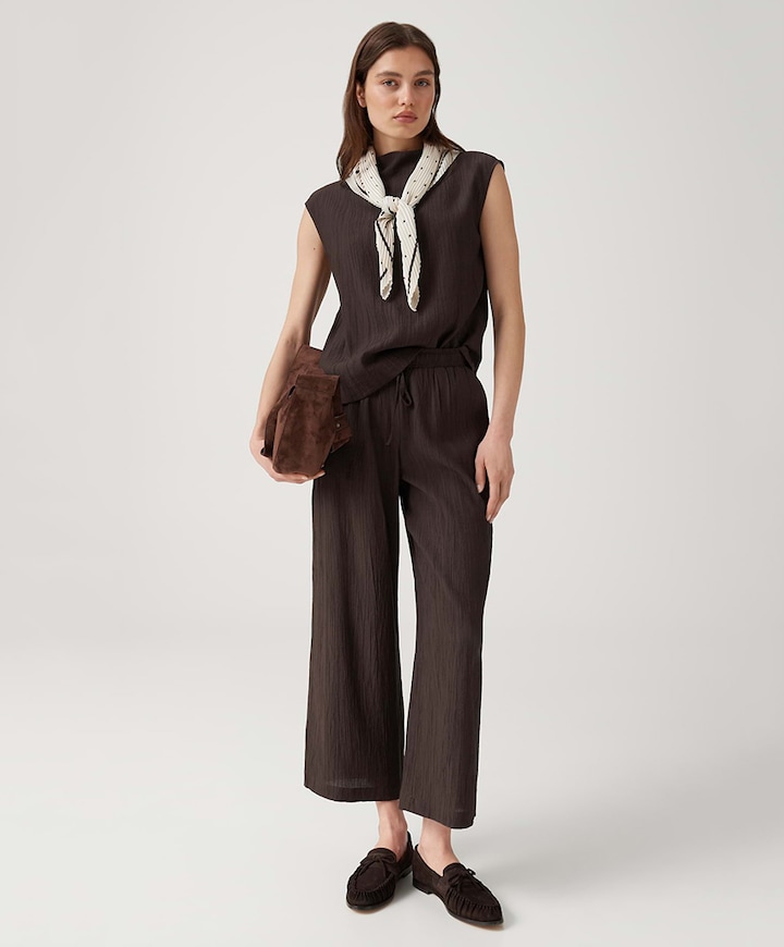 Marou crinkled dames broek bruin