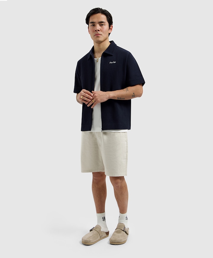 Linnen heren korte broek beige