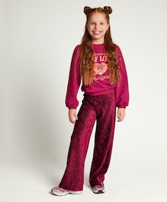 Little velvet wideleg meisjes broek bordeaux