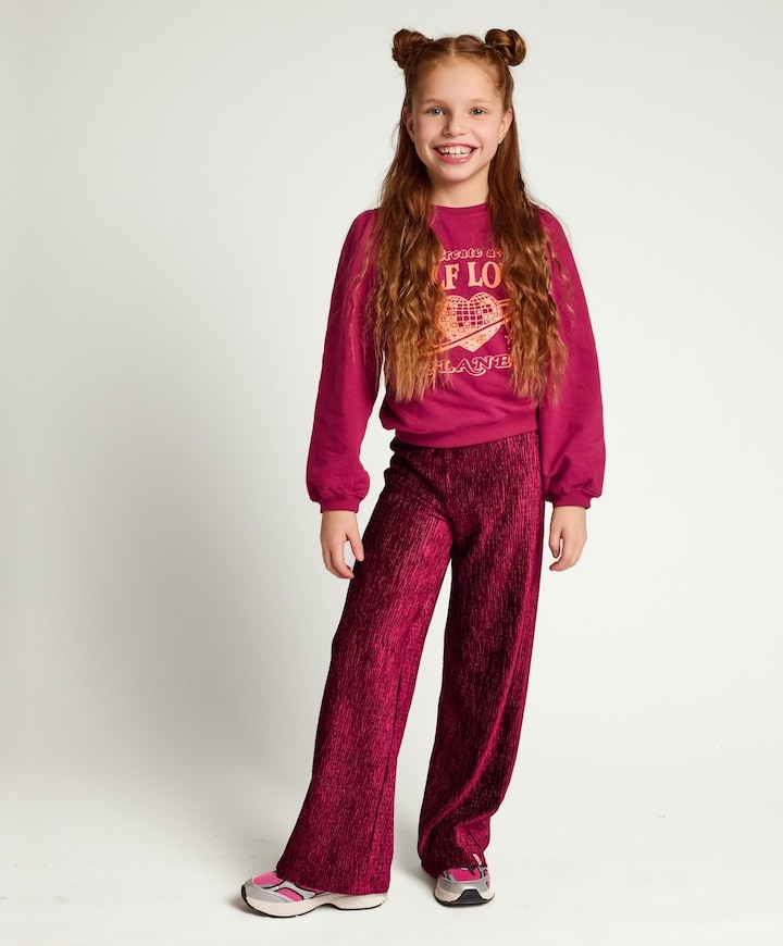 Little velvet wideleg meisjes broek bordeaux