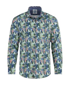 Heren overhemd lange mouw groen