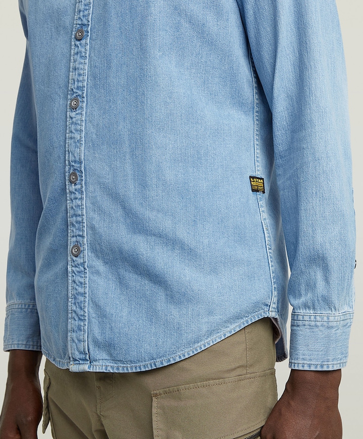 Heren overhemd lange mouw blauw