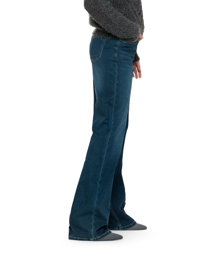 Straight turn-up jeans blauw