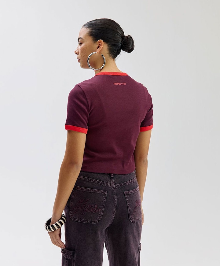 Dames T-shirt bordeaux