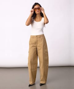 EvelynCC Barrel dames broek beige