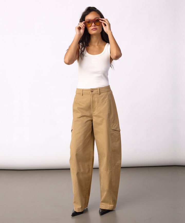 EvelynCC Barrel dames broek beige