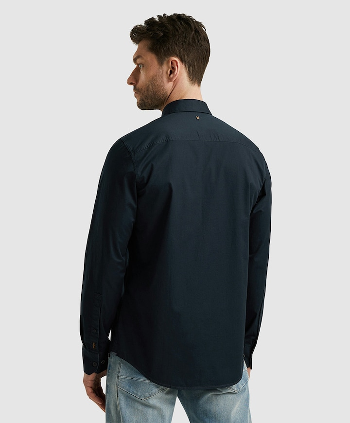 Heren overhemd lange mouw blauw