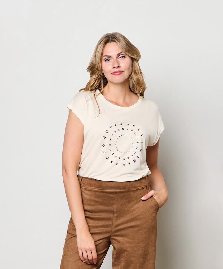 Dames t-shirt beige
