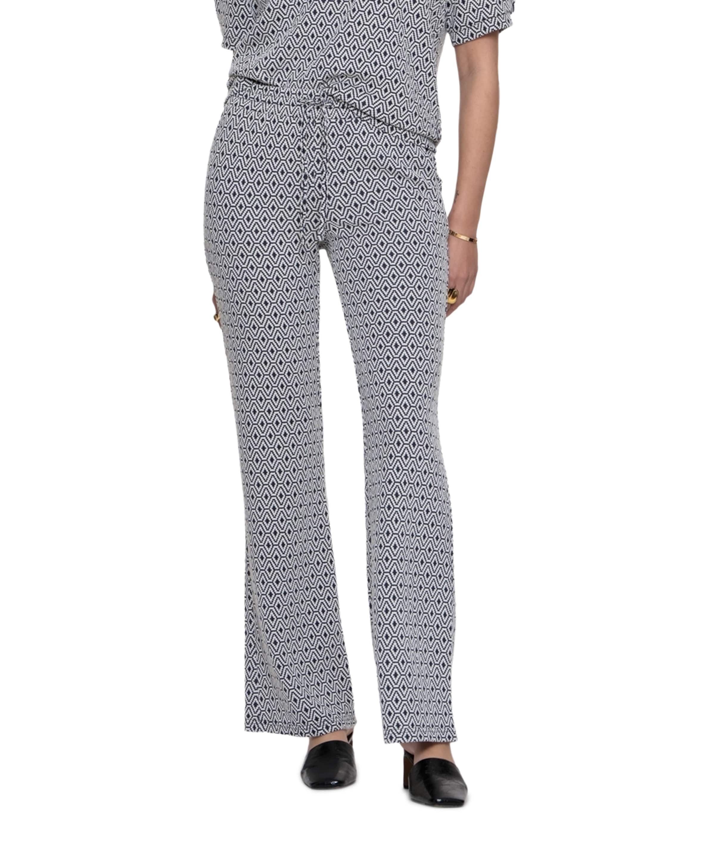 Jacquard dames broek ecru